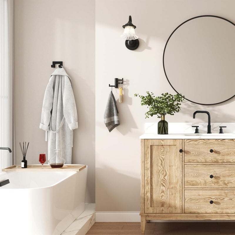 Angle Simple Swivel Towel Hook 3 Arms, SUS 304 Stainless Steel Foldable Bathroom Robe Towel Hook, Wall Coat Holder, Matte Black - Image 3